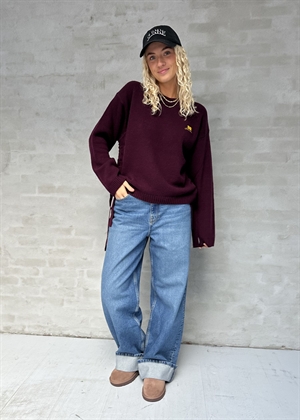 Future wool mix oversized o-neck strik Burgundy K2631 Ganni
